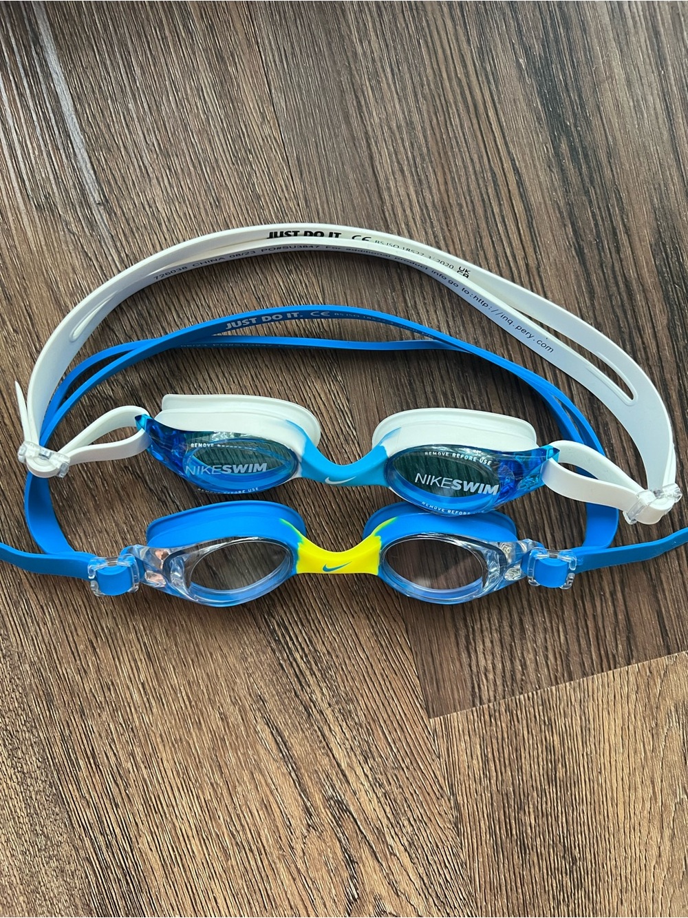 Nike Lil Swoosh Kids Ages 3-6 Pool Goggle 2-Pack - White/Blue & Blue/Yellow